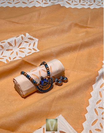 Applique work organza sarees-vapq-1759