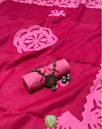 Applique work organza sarees-vapq-1764