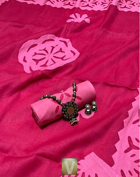 Applique work organza sarees-vapq-1764