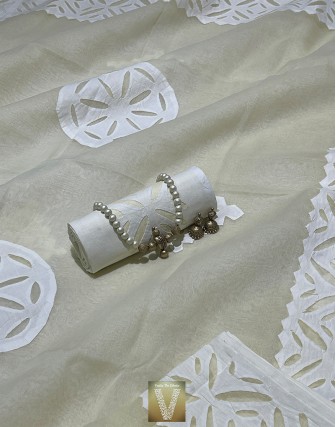 Applique work organza sarees-vapq-1768