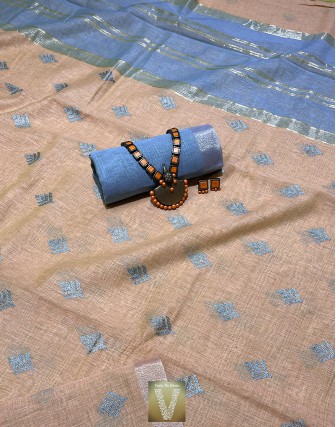 Jute linen silk saree-VJLN-1892