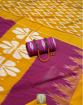 Double ikkat cotton saree-VMIS-1923